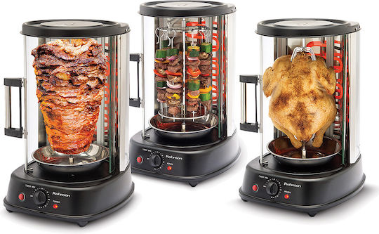 Rohnson Tischplatte Vertikaler Spieß 1500W mit Deckel und einstellbarem Thermostat 45cmx32.3cmcm
