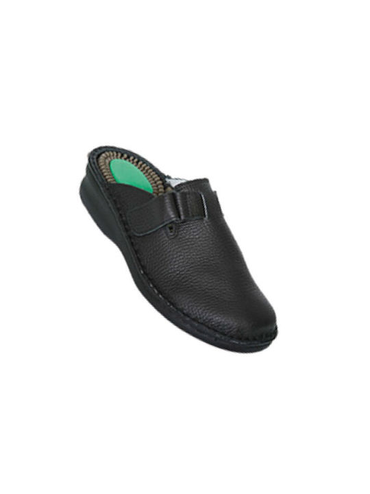 Emanuele U4085 Leder Anatomisch Clogs Schwarz