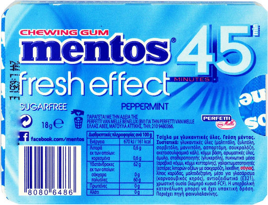 Mentos 12 Chewing Gums 45 Minutes With Mint Flavour No Added Sugar 18gr