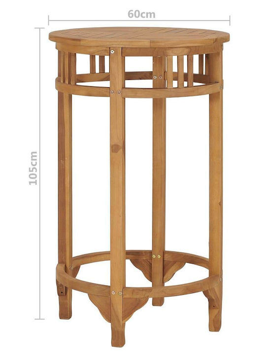 Bar-Tisch aus Massivholz Natürlich 60x60x105cm