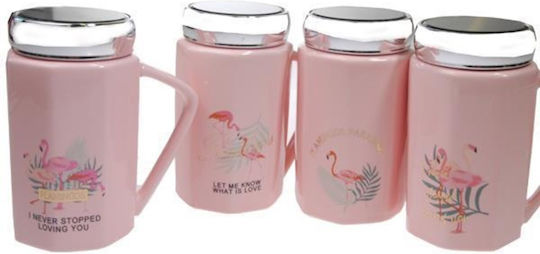 Next Flamingo Κούπα Κεραμική με Καπάκι σε Διάφορα Σχέδια Ροζ (Διάφορα Σχέδια)