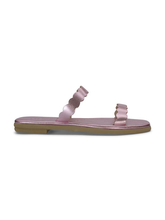 Women's leather anatomic sandal in pink color