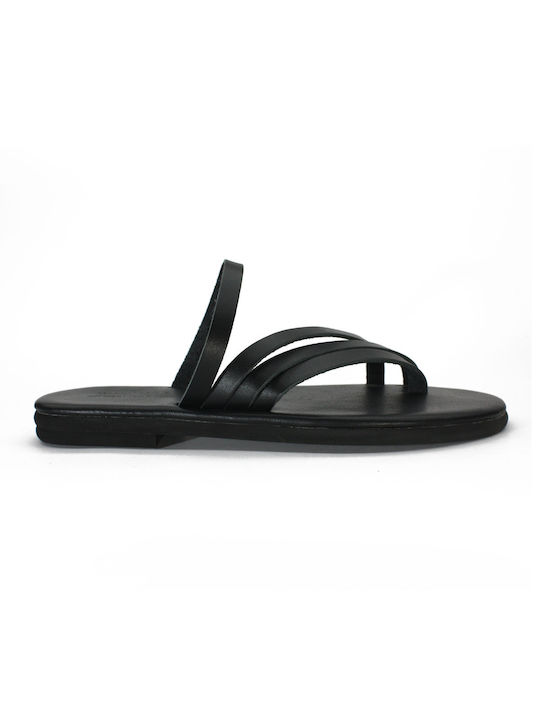 Women's anatomic leather sandal in black color