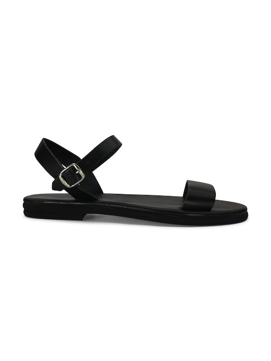 Women's anatomic leather sandal in black color