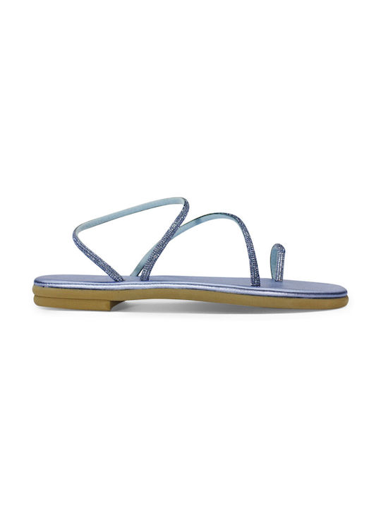 Women's anatomic leather sandal in light blue color
