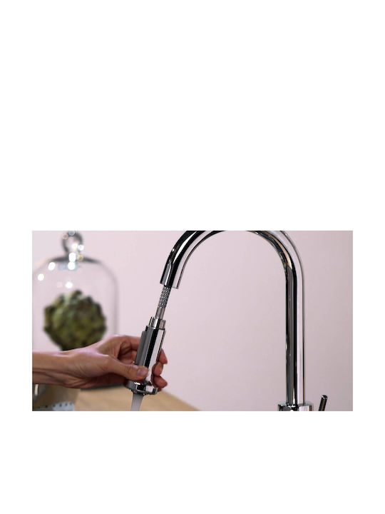 Hansgrohe Talis S2 Variarc Μπαταρία Κουζίνας Πάγκου με Ντουζ Ασημί