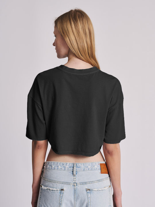 Staff Lory Damen Sommer Crop Top Kurzarm Schwarz