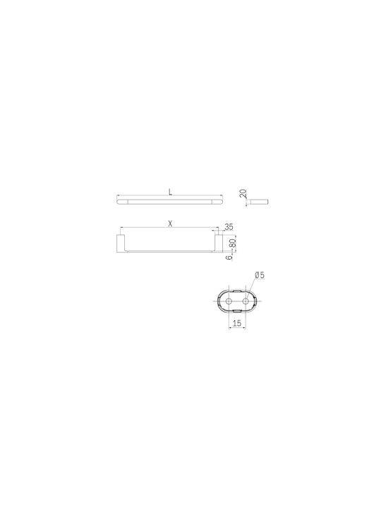 Inda Mito 2000 Single Wall-Mounted Bathroom Rail ​64x64cm Silver