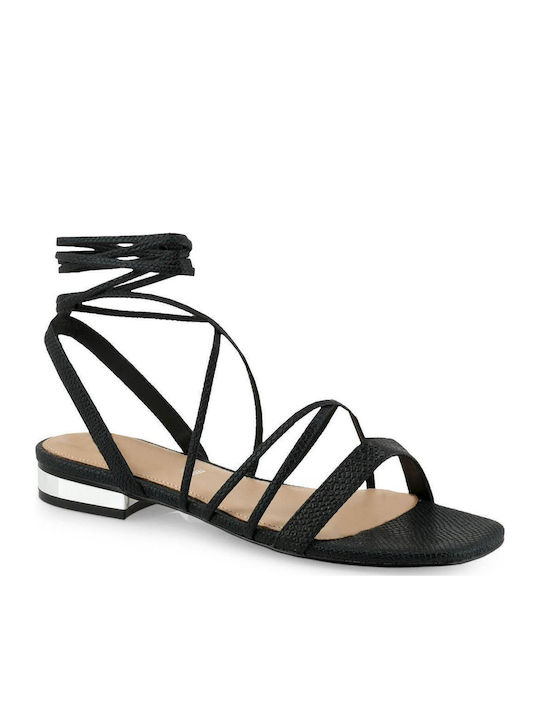 Amelia685 Flache Sandalen für Damen in Schwarz Farbe