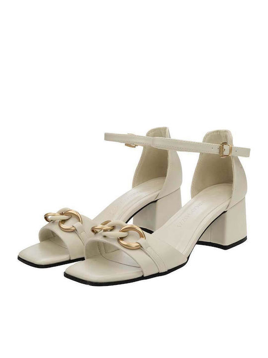 Leder Sandalen Anatomisch Cream Gold