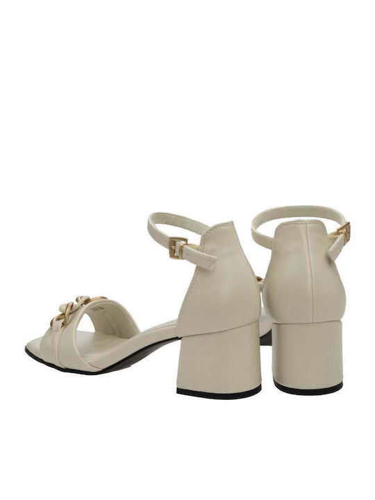 Leder Sandalen Anatomisch Cream Gold