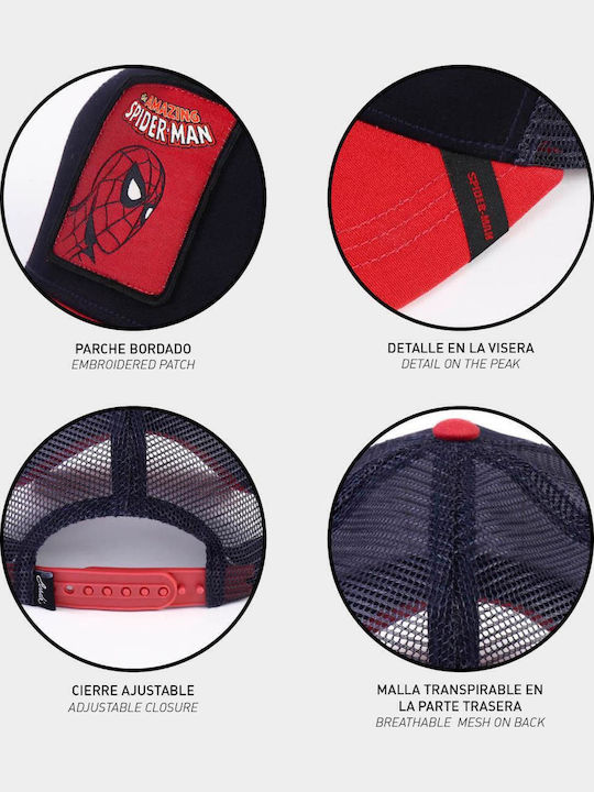 Cerda Παιδικό Καπέλο Jockey Υφασμάτινο Spiderman Navy Μπλε