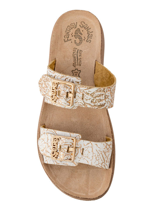 Leather Women's Flat Sandals with Strap ROSEGOLD LIZARD