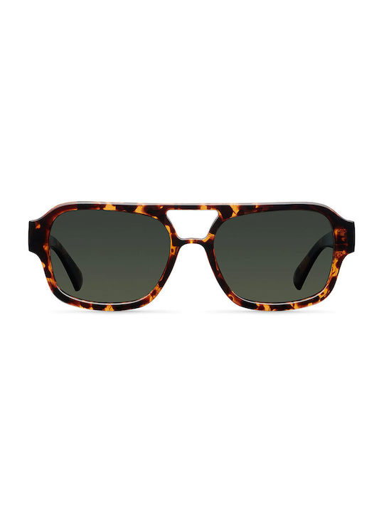 Meller Shipo Sunglasses with Tigris Olive Tartaruga Plastic Frame and Green Lens SP-TIGOLI