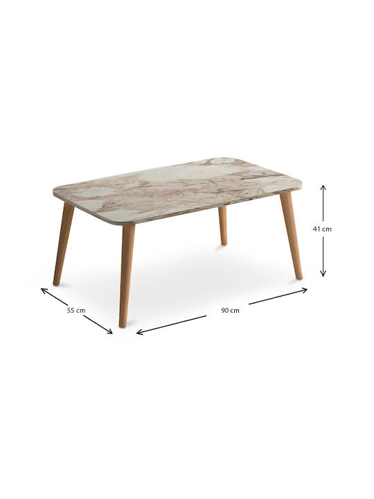 Rectangular Coffee Table Soul Wooden Beige L90xW55xH41cm.