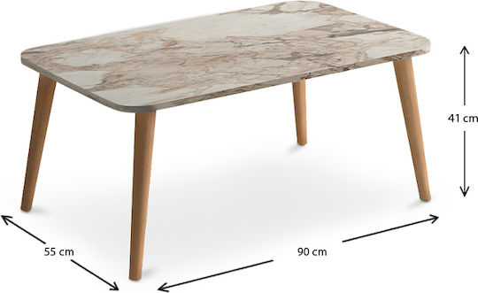 Rechteckig Couchtisch Soul Holz Beige B90xT55xH41cm