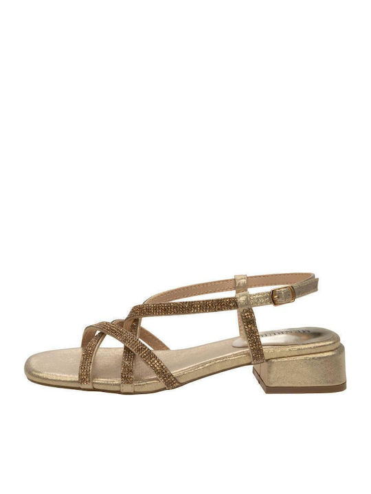 Sandals from Patent Leather with Strass Gold