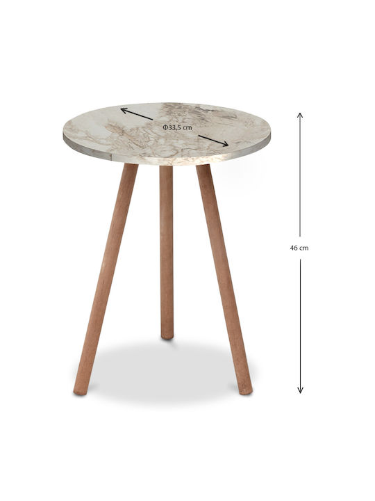 Round Side Coffee Table Roma Wooden Gray W33.5xL33.5xH46cm