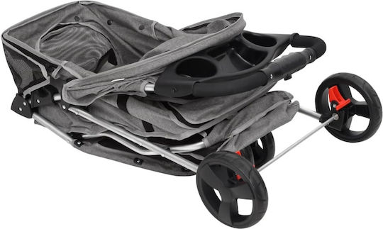 vidaXL Dog/Cat Carrying Gray Stroller for 15kg Pets L98xW46xH98cm