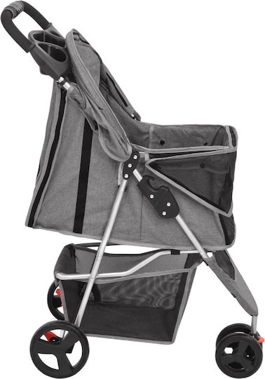vidaXL Dog/Cat Carrying Gray Stroller for 15kg Pets L98xW46xH98cm