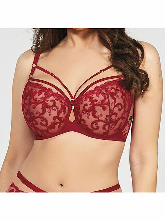 Sutien KRISLINE Clarisa Clarisa Clarisa Rubyred Halfcupsoft fără accesoriu în nuanțe roșii