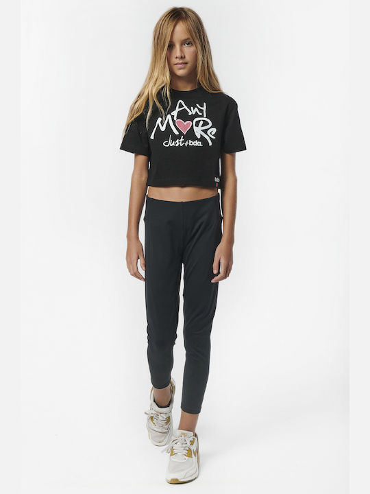 Body Action Kinder-Crop-Top Kurzarm Schwarz