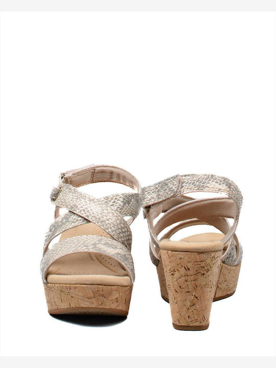 Rose Way Women's Ankle Strap Platforms Beige