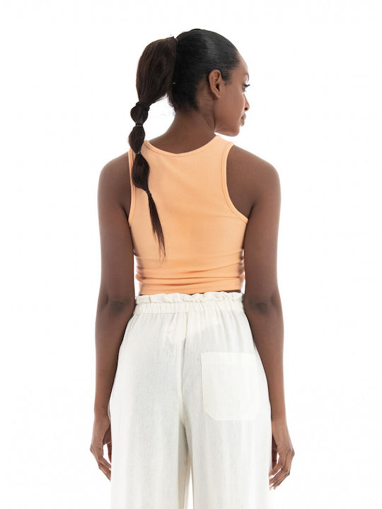 Only Damen Sommer Crop Top Ärmellos Papaya