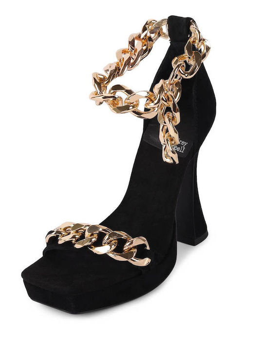 Jeffrey Campbell Platform Women's Sandals with Ankle Strap Black with Chunky High Heel