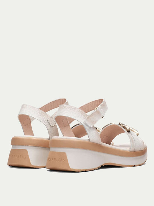 Hispanitas Anatomic Women's Leather Ankle Strap Platforms White