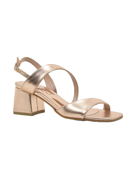 Ellen Women's Sandals Copper with Chunky Medium Heel