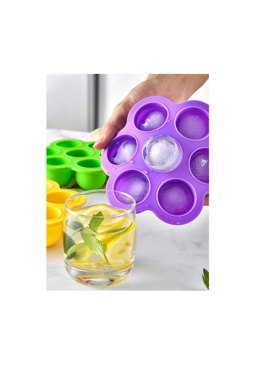 Eco-friendly Formă de copt Înghețată / Ice Lolly din silicon 7 locuri 16x16buc Μωβ 1buc