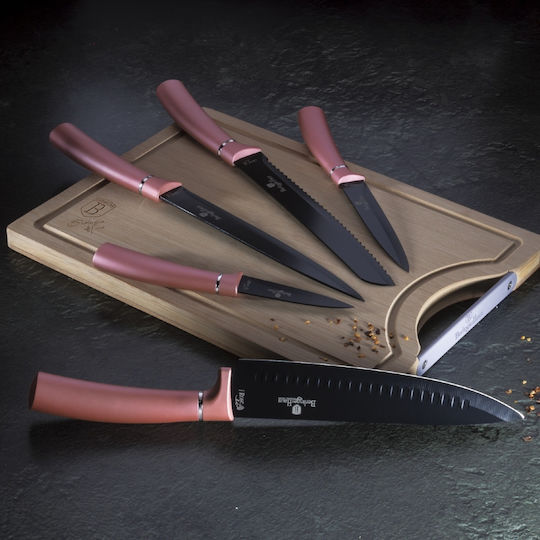 Berlinger Haus Rectangular Wooden Chopping Board Set with Knives i-Rose 6pcs
