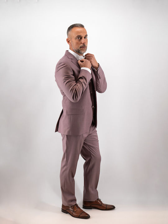 Men's Suit with Vest Regular Fit Burgundy