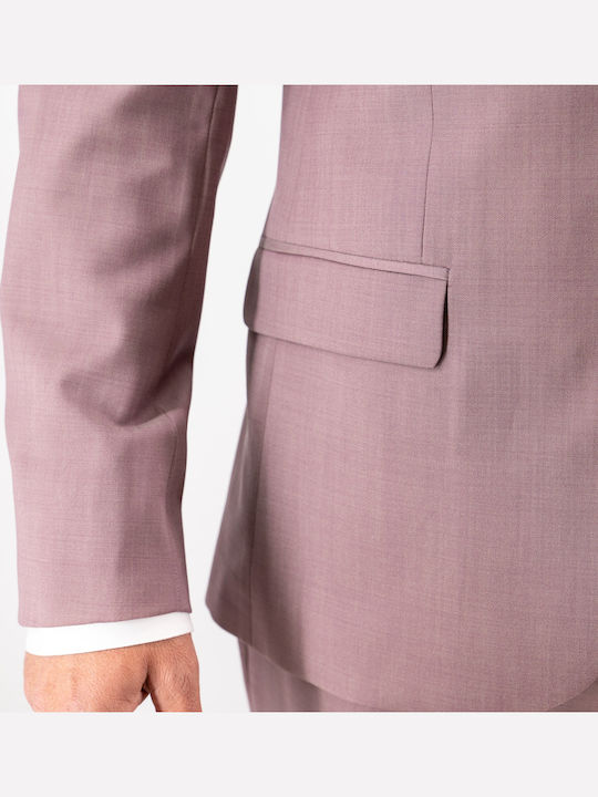 Men's Suit with Vest Regular Fit Burgundy