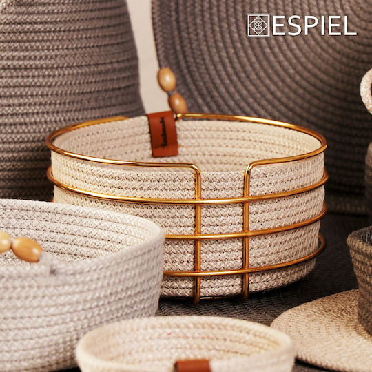 Espiel Καλάθι Ψωμιού Μεταλλικό Λευκό / Ασημί 21x21x10cm