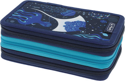 Herlitz Deep Ocean Pencil Case with 3 Compartments Blue