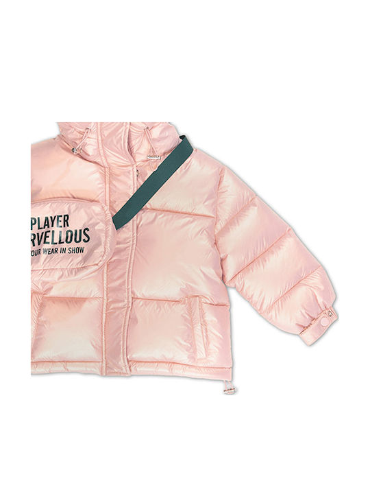 Kids' Quilted Jacket Short with Lining & Hood Pink