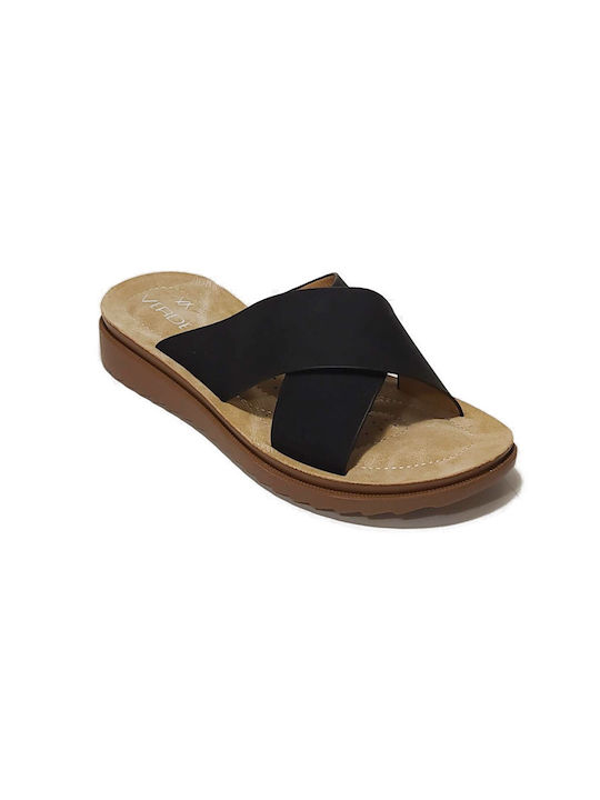 Verde Women's Flat Sandals Flatforms in Black Color