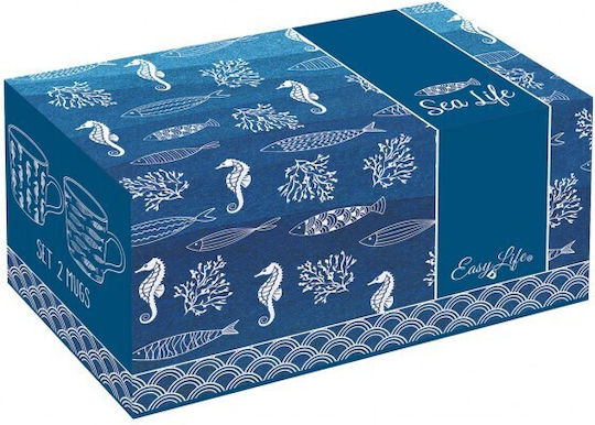 Marva Sea Life Κούπα από Πορσελάνη Μπλε 380ml 4τμχ Marva Sea Life Κούπα από Πορσελάνη Μπλε 380ml 4τμχ