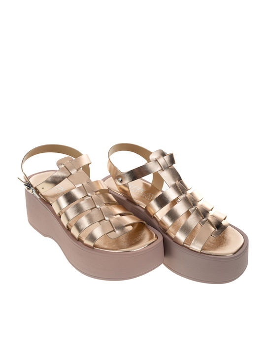Sandale Casual Damă Gladiator Flatforme Aur