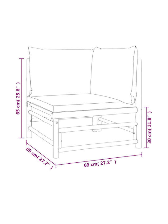 Canapea Tree-Seater Exterior Bambus cu Perne 193x69x65cm