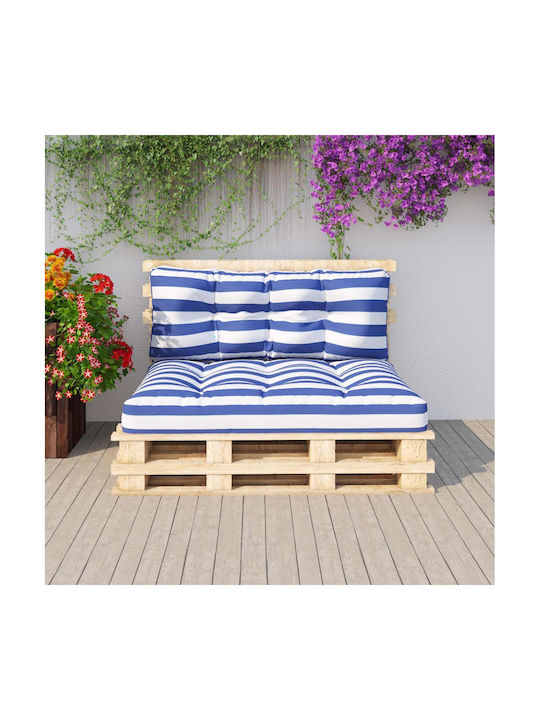vidaXL Palette Sofa Cushion with Backrest Bamboo Blue 2 Pieces 120x80cm