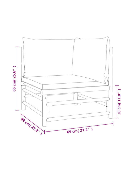 Canapea Tree-Seater Exterior Bambus cu Perne 193x69x65cm
