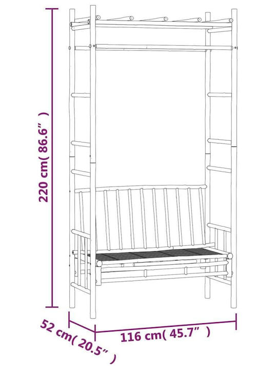 Παγκάκι Εξωτερικού Χώρου Μπαμπού 116x52x220cm