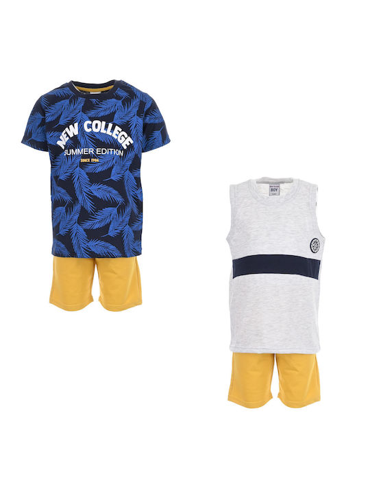 New College Kids Set with Shorts Summer 3pcs Multicolour