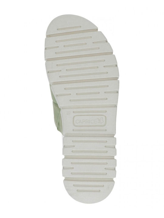 Leather Women's Flat Sandals in Green Color