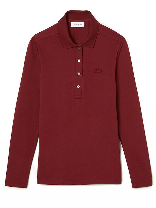 Women's Polo Blouse Long Sleeve Burgundy