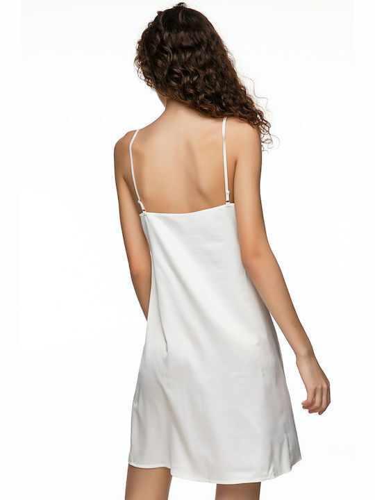 Miss Rosy Summer Satin Women's Nightdress White