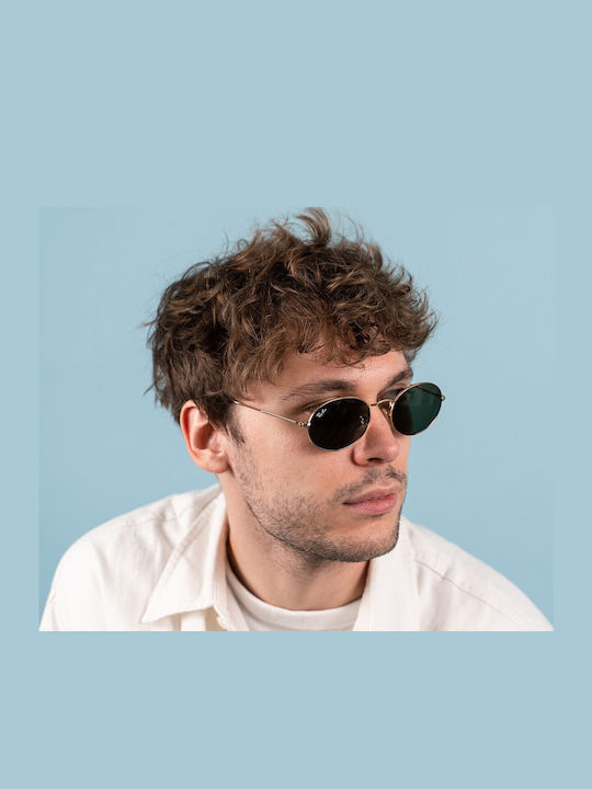 Ray Ban Унисекс Слънчеви Очила с Златен Метален Рамка и Зелен Цвят на Стъклата RB3547 001/31